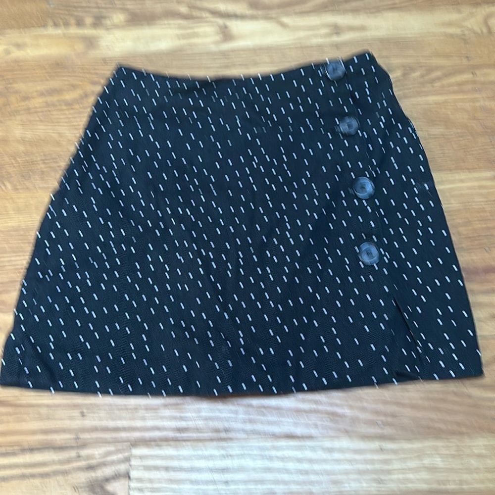 Polka dot denim fabric wrap skirt